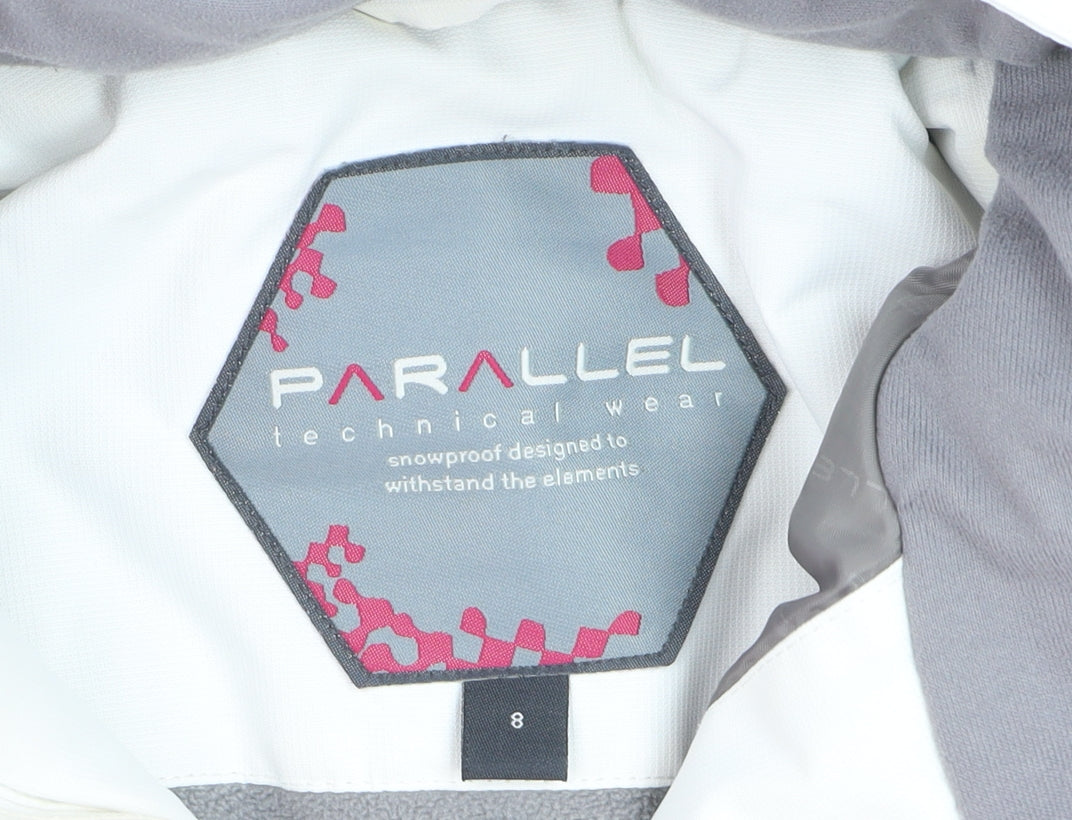 Parallel Womens White Ski Jacket Size 8 Hooded Waterproof Coat