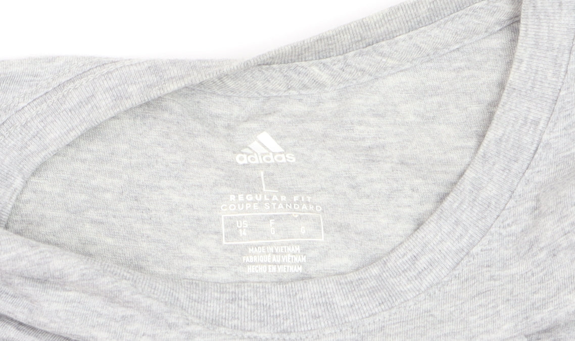 Additional view of Adidas girls’ grey graphic logo t-shirt age 18 years regular fit cotton blend