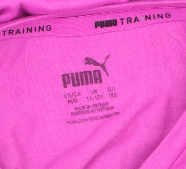 Additional view of Puma girls’ pink 11-12 years crew neck short sleeve training t-shirt