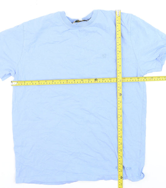 Kenrow Mens Blue Cotton Crew Neck Short Sleeve Regular T-Shirt M