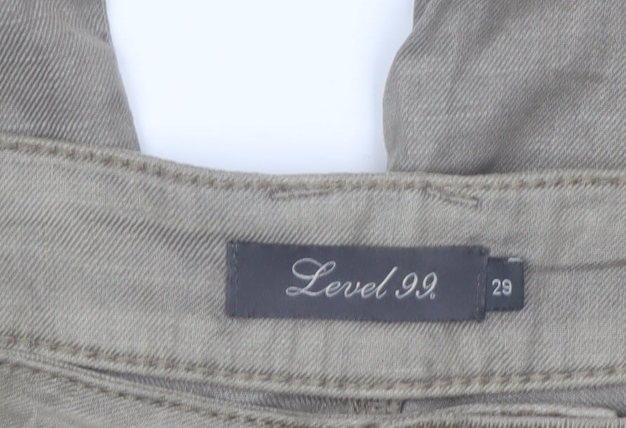 Level 99 Women’s Beige Linen Blend Wide-Leg Cropped Trousers Size 12