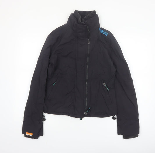 Superdry Women's Black Polyester Bomber Jacket Size S Full Zip