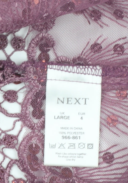 Next Women's Purple Sequin Lace Kimono Blouse L