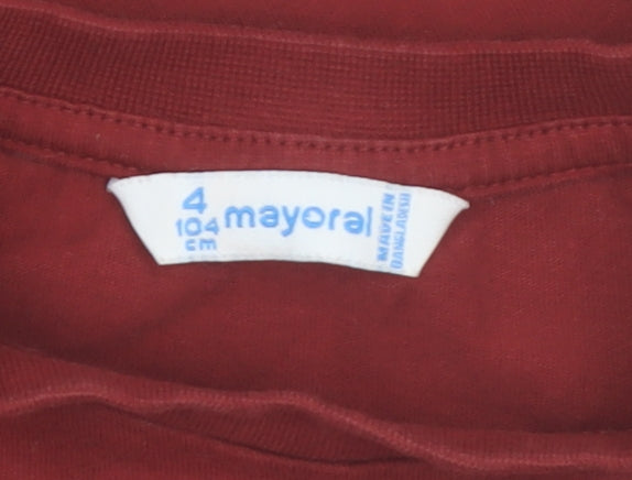 Mayoral Boys Red Long Sleeve Graphic T-Shirt 4 Years