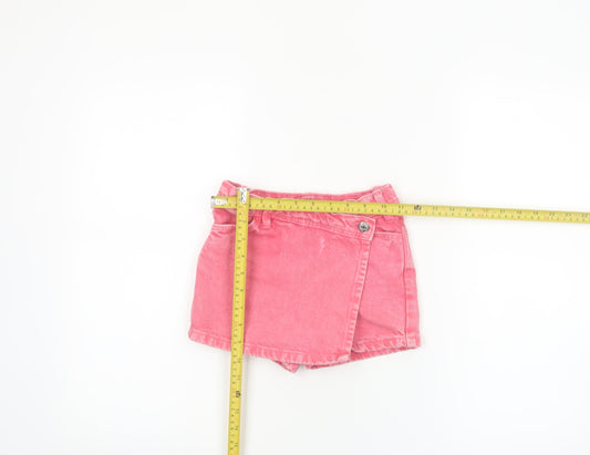 Primark Girls Pink Denim Wrap Shorts 5-6 Years 100% Cotton Summer