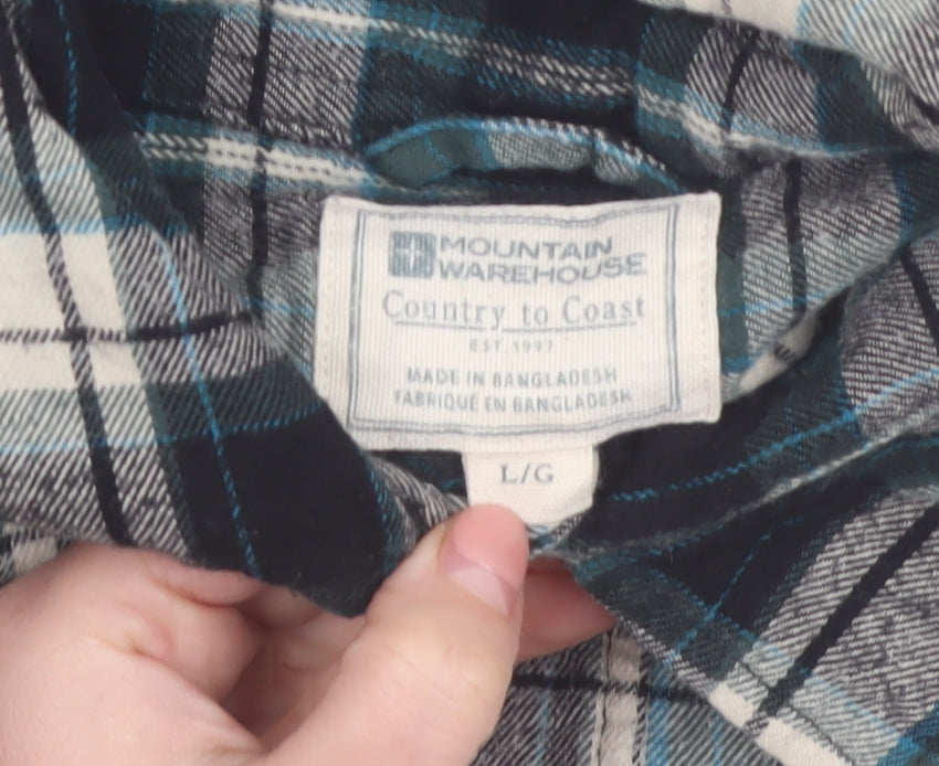 Mountain Warehouse Men's Blue Checked Flannel Button-Up Shirt Size L