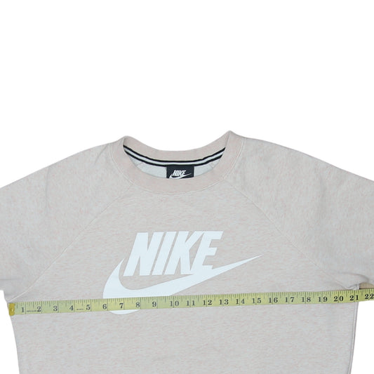 Nike Women Beige Crew Neck Pullover Sweatshirt Medium