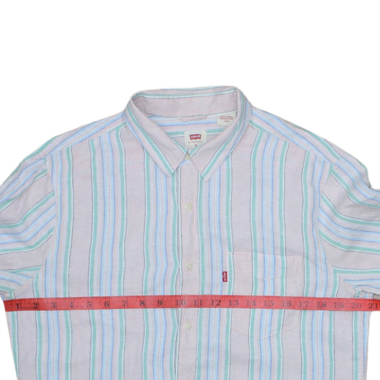 Levi's Men's Multicoloured Striped Short Sleeve Button-Up Shirt M