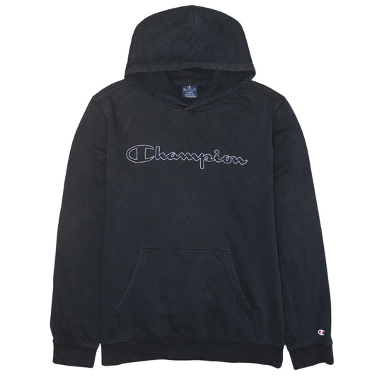 Champion Men's Black Pullover Hoodie Size L Sports Fleece Sweatshirt