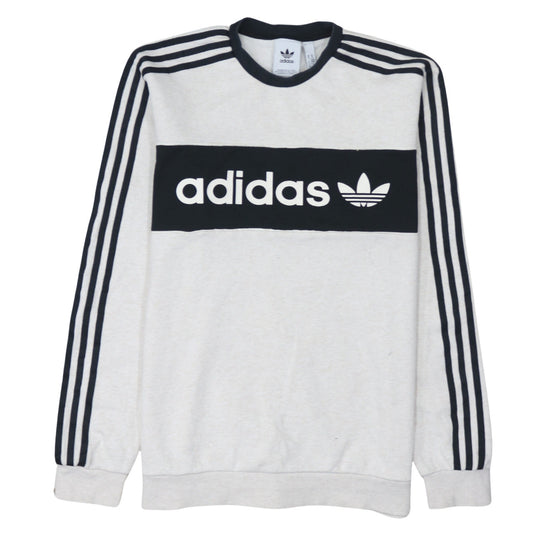 adidas Mens Grey Crew Neck Pullover Sweatshirt M Logo Sportswear