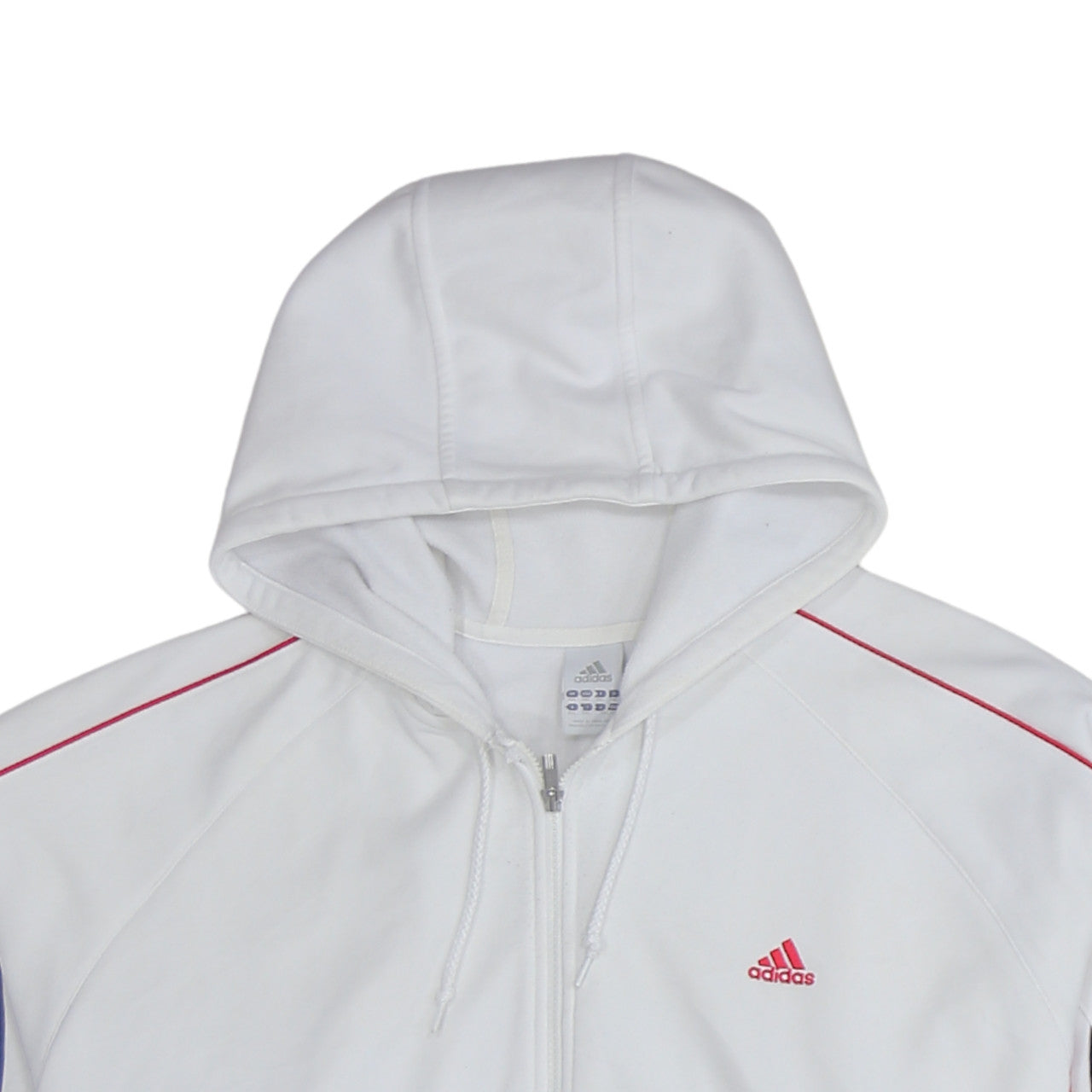 Adidas Men’s White 2XL Full Zip Hoodie with Logo Stripes