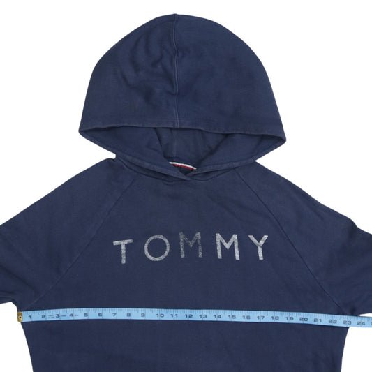 Tommy Hilfiger Womens Navy Blue Pullover Hoodie XL Cotton Logo