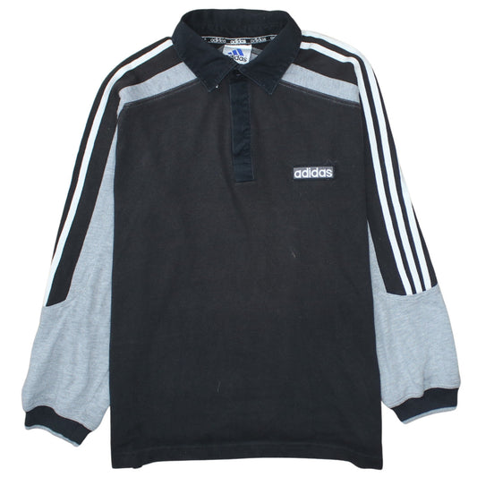 Adidas Men's Black Long Sleeve Collared Sports T-Shirt Size M