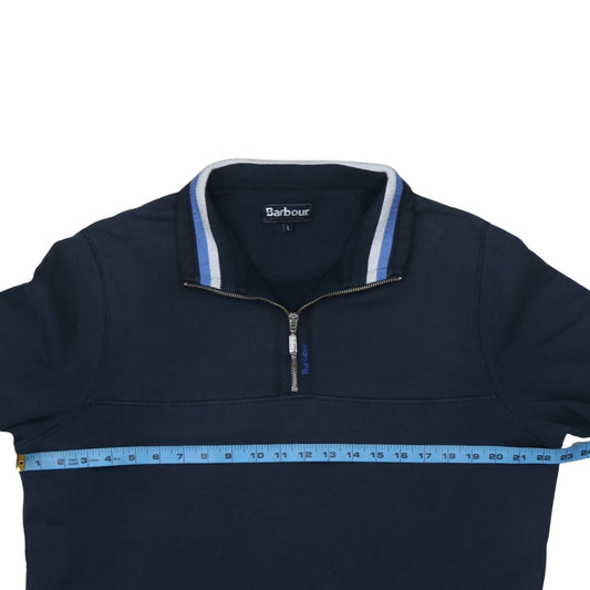 Barbour Men Blue L 1/4 Zip Cotton Sweatshirt Pullover