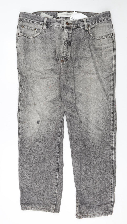 Lee Cooper Men's Grey Acid Wash Straight Jeans W40 L34