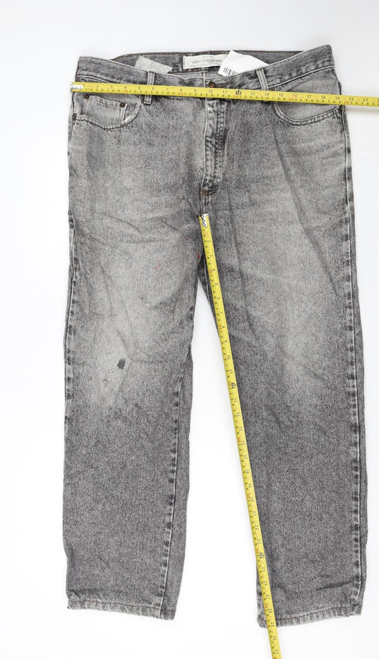 Lee Cooper Men's Grey Acid Wash Straight Jeans W40 L34