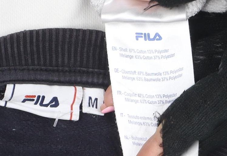 Brand and care label for Fila Men's Multicoloured Crew Neck Logo Sweatshirt, size M