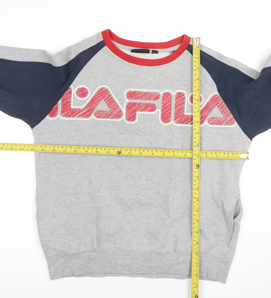 Fila Boys Grey Red Blue Logo Sweatshirt Size 14 Regular Fit Cotton Blend