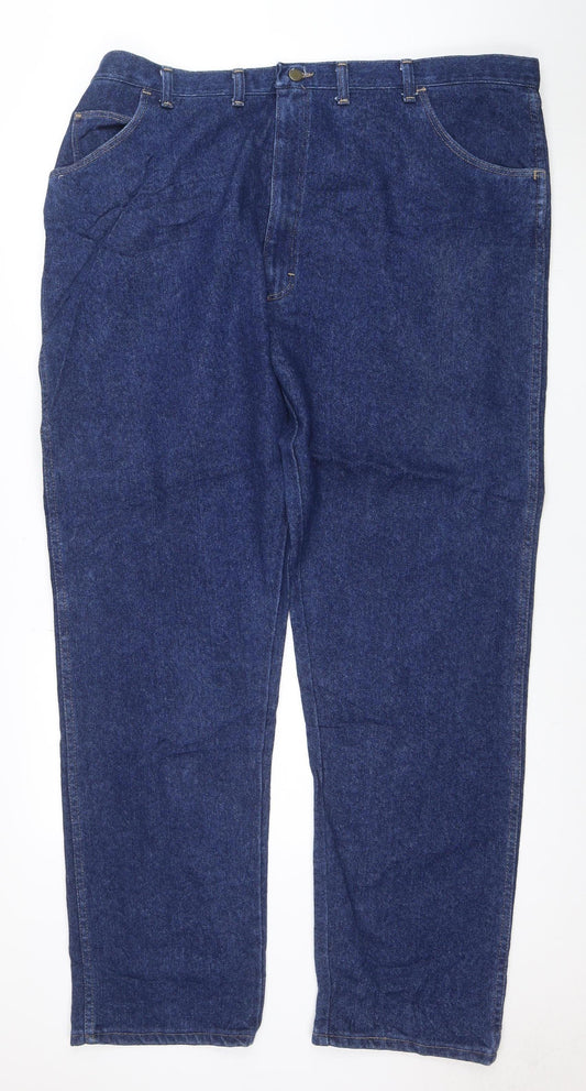 Wrangler Men's Blue Straight Leg Denim Jeans 32W 32L Regular Fit