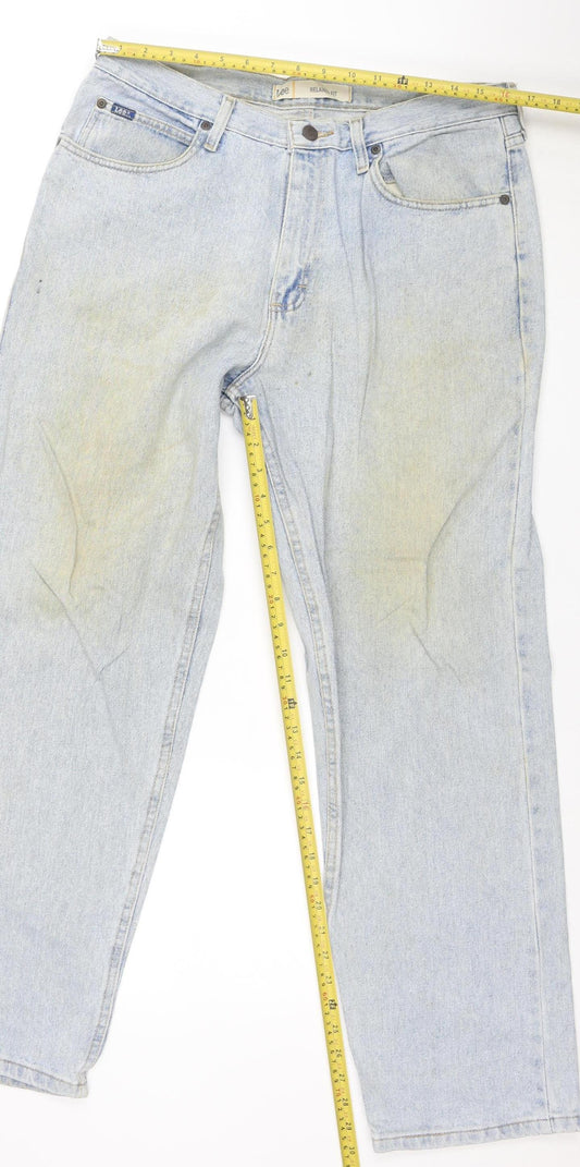 Lee Men's Light Blue Relaxed Fit Straight Jeans Size 34x30