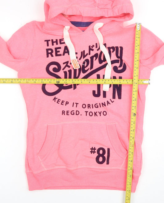 Superdry Womens Pink Pullover Hoodie XS Graphic Print #81