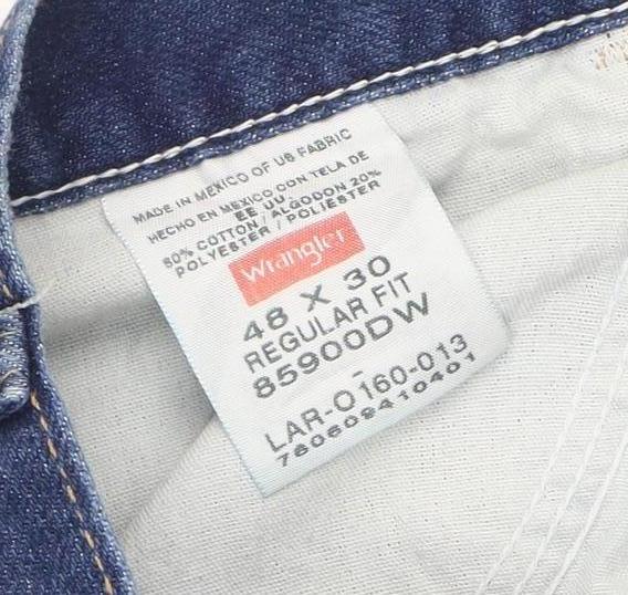 Wrangler Men's Blue 48x30 Regular Fit Denim Jeans Big & Tall