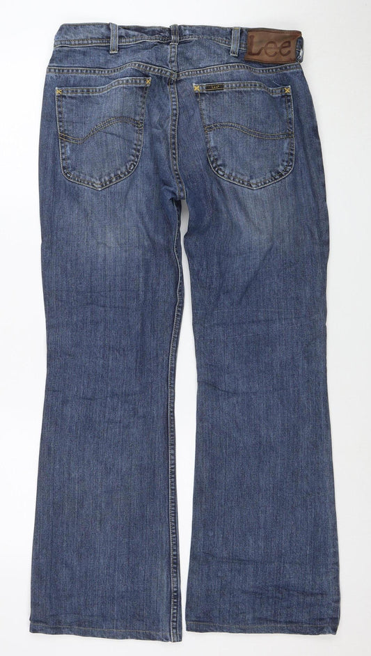 Lee Men's Blue Denim Straight Leg Jeans W33 L30 Regular Fit