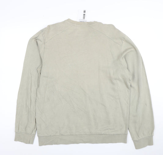 Adidas Men Beige Embroidered Logo Crew Neck Sweatshirt M