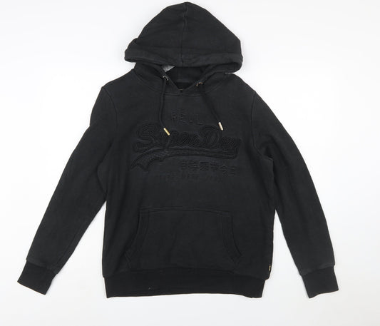 Superdry Womens Black Size 16 Pullover Hoodie with Logo Design