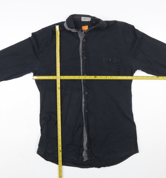 Hugo Boss Men's Navy Slim Fit Long Sleeve Button-Up Shirt L