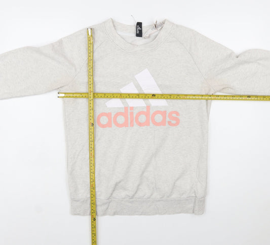 Adidas Women Grey Logo Crew Neck Sweatshirt Size M 12-14