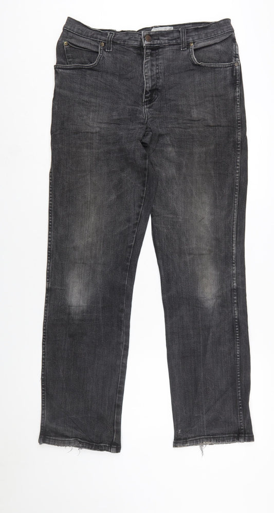 Wrangler Men's Black Grey Straight Texas Stretch Jeans W33 L34