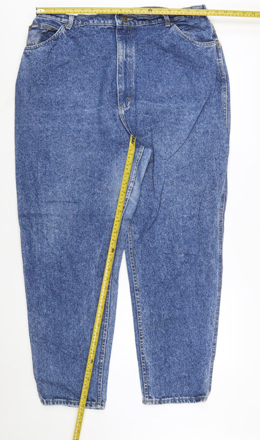 Lee Women Blue Vintage Stonewash Mom Jeans Size 22 High Rise Denim