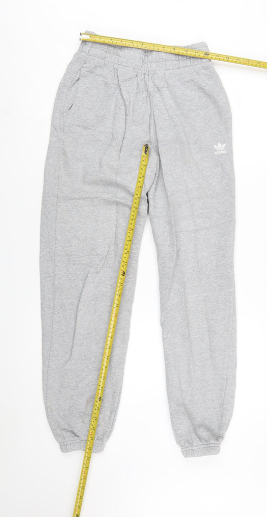 Adidas Womens Grey Jogger Sweatpants Size 8 Elastic Waist Fleece