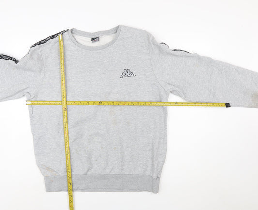 Kappa Mens Grey Logo Sweatshirt Pullover Crew Neck Size L