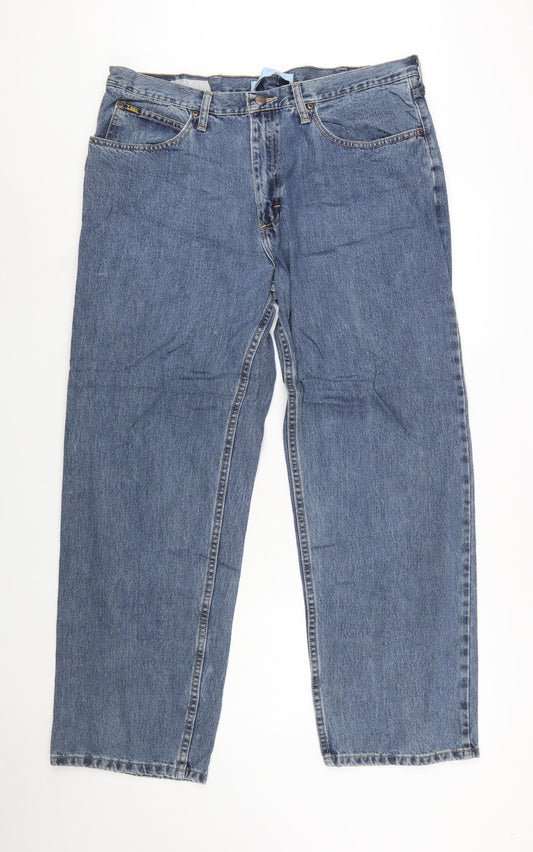 Lee Men's Blue 38x30 Straight Leg Regular Fit Denim Jeans