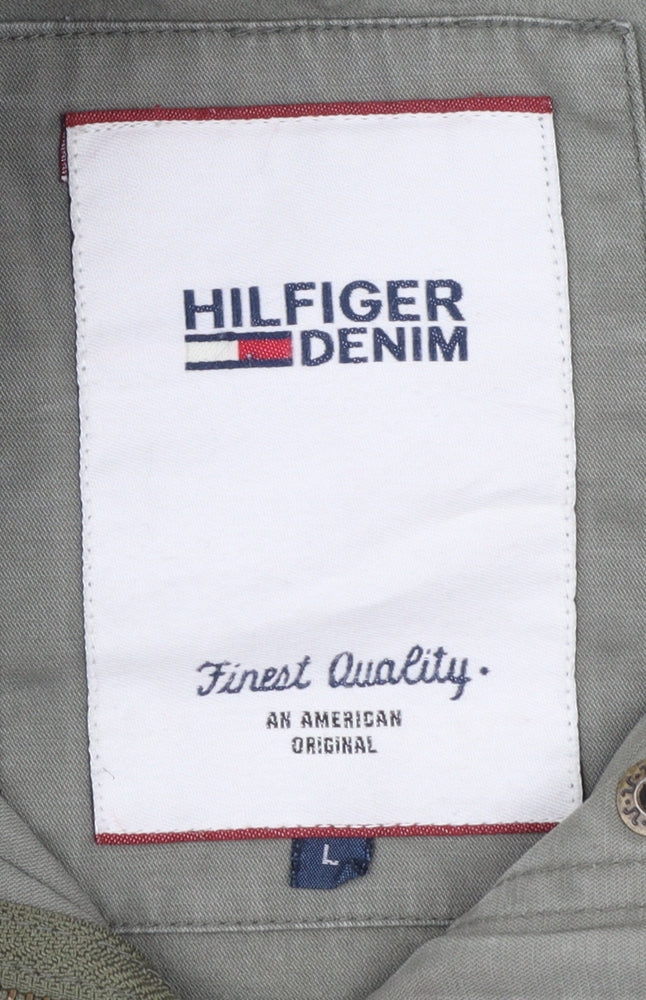 Tommy Hilfiger Women’s Green Military Jacket L Cotton Casual