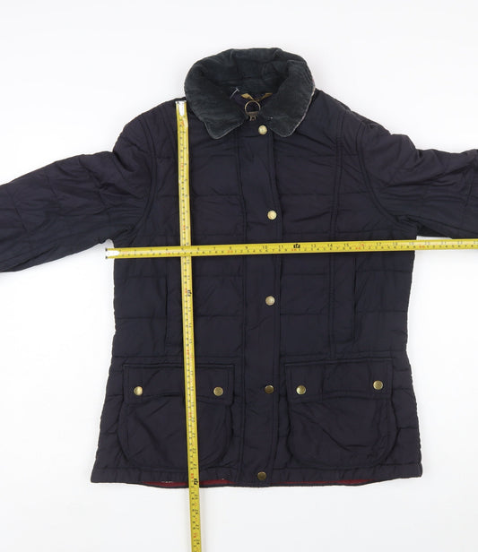 Barbour Womens Blue Quilted Mid-Length Jacket Size 12