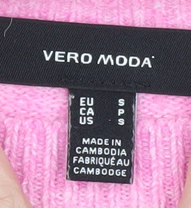 Vero Moda Women Pink Crew Neck Long Sleeve Pullover Jumper Size S
