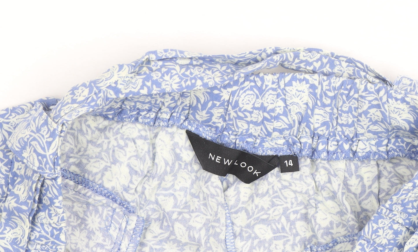 New Look Women's Blue Floral Viscose Paperbag Shorts Size 14