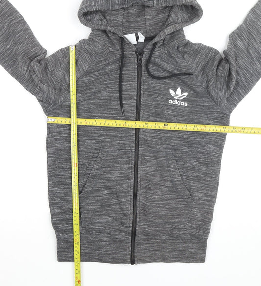 Adidas Men's Grey Full Zip Hoodie Size M Lightweight Sportswear
