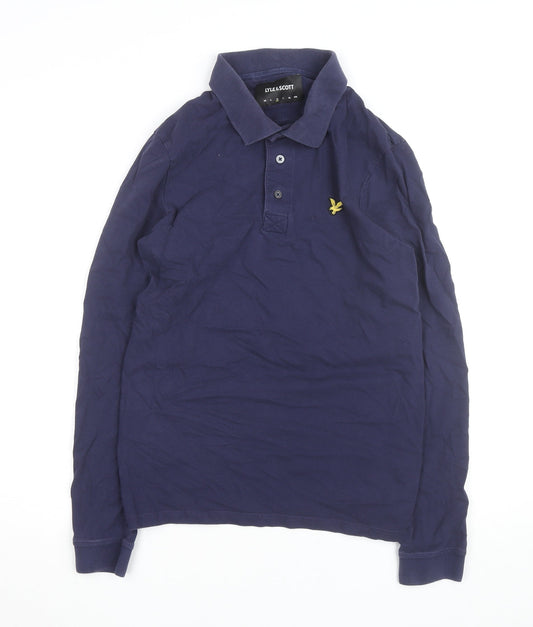 Lyle & Scott Mens Blue Long Sleeve Polo Shirt Size M