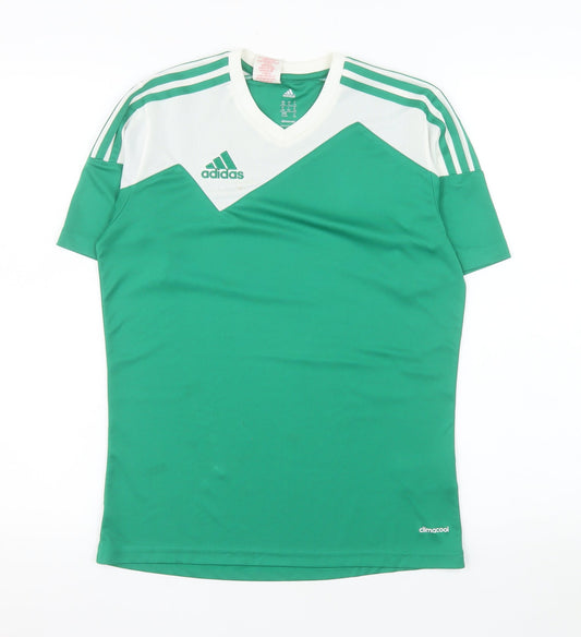 Adidas Mens Green White Climacool Sports T-Shirt YXL Polyester
