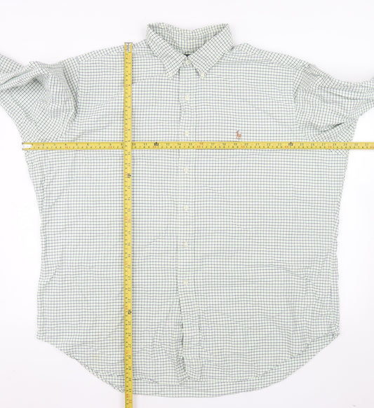 Ralph Lauren Men's Green Check Classic Fit Button-Down Shirt 2XL