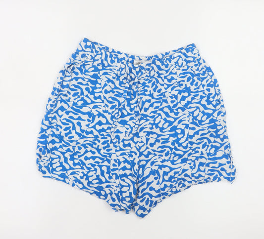 Marks & Spencer Womens Blue White Shorts Size 8 Viscose Casual Summer