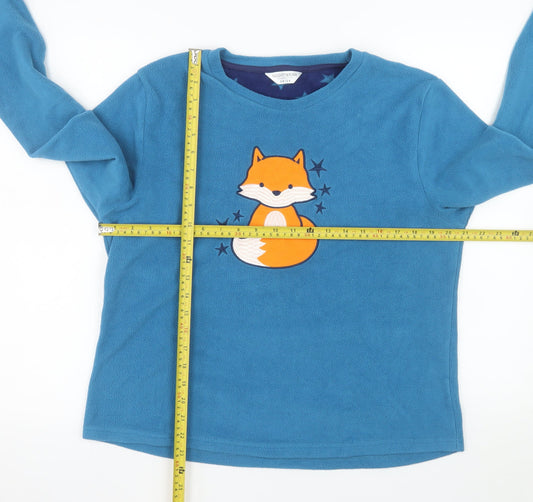 Nightwear Essentials Women Blue Fleece Pyjama Top Size 14-16 Fox Design