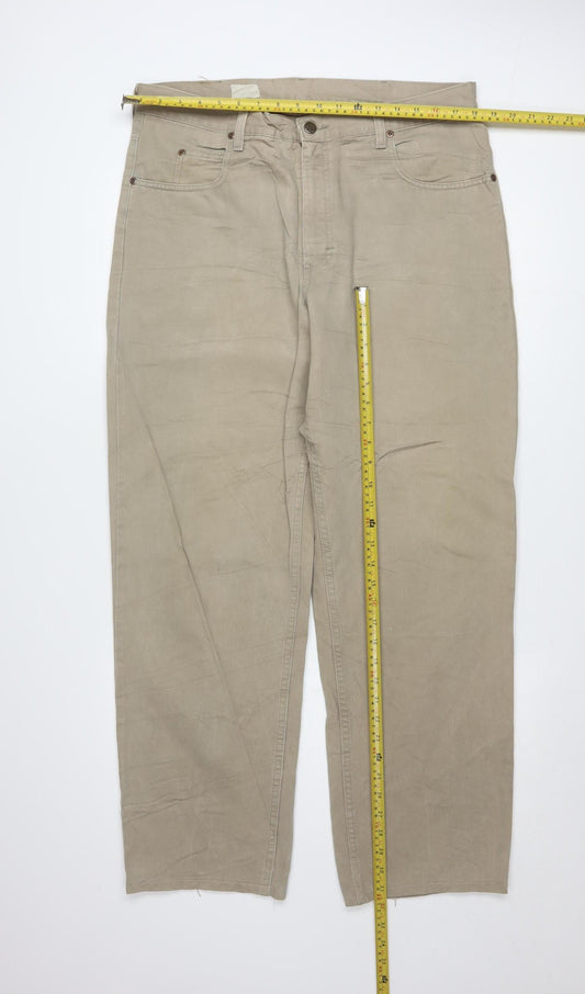 Lee Men's Beige Chino Trousers Size 38x34 Cotton Casual Pants