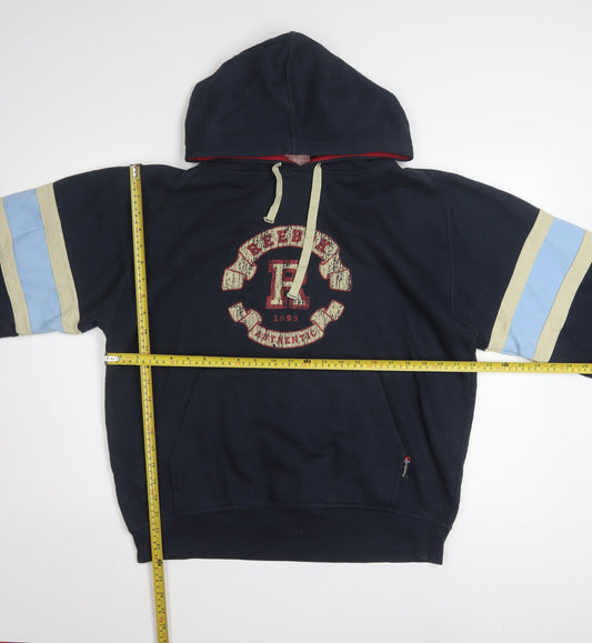 Reebok Men's Blue Pullover Hoodie L Fleece Sports Logo Vintage