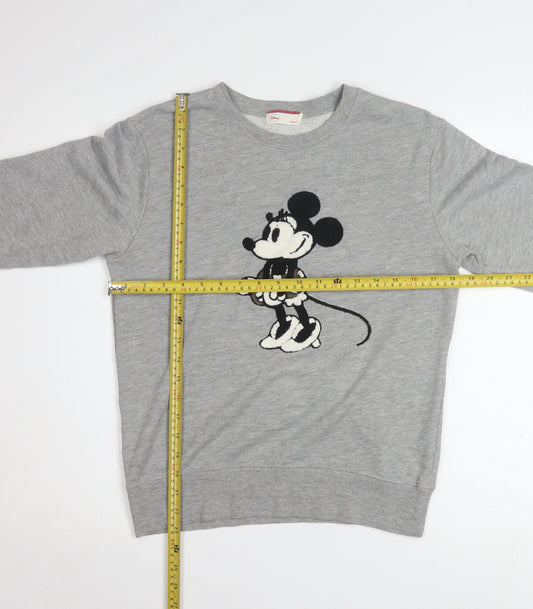 Disney Women Grey Minnie Mouse Pullover Sweatshirt Medium