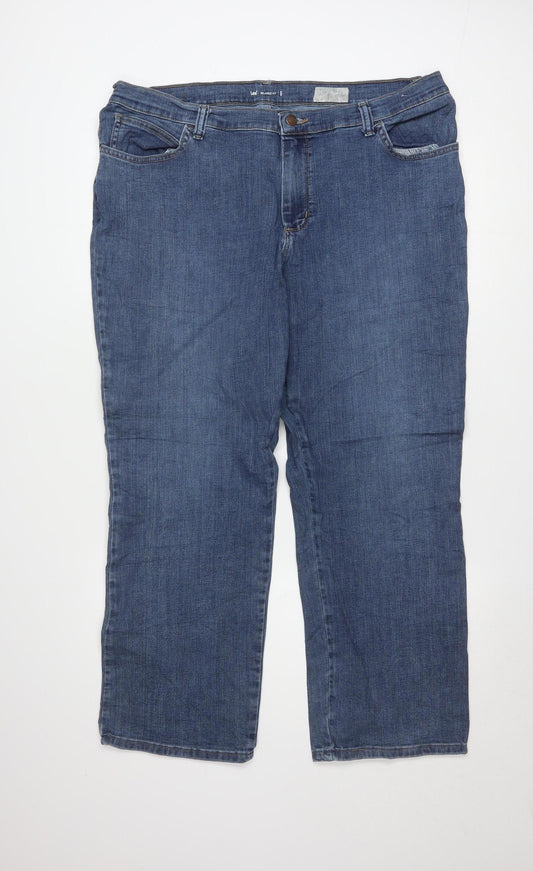 Additional front view of Lee women’s blue relaxed fit straight leg denim jeans, size UK 16